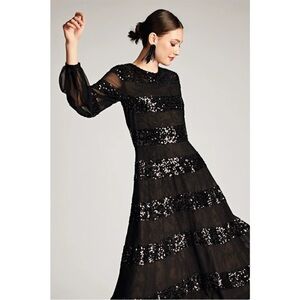 Sachin + Babi Black Sequin Long Sleeve Dress